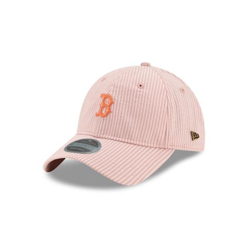 MLB Boston Red Sox Seersucker Black Label 9Twenty Adjustable (HMZ6222) - Pink New Era Caps